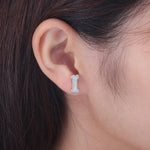 Blue and White Fire Opal Push-Back Stud EarringsEarrings