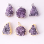 Natural Amethysts Quartz Geode NecklaceNecklace