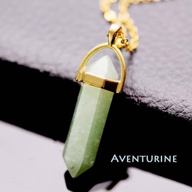 Natural Stone Bullet Shape Healing Point Pendant NecklaceNecklaceGreen Aventurine
