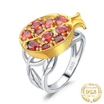 Pomegranate Leaf Red Ruby Gemstone Ring - 925 Sterling SilverRing5