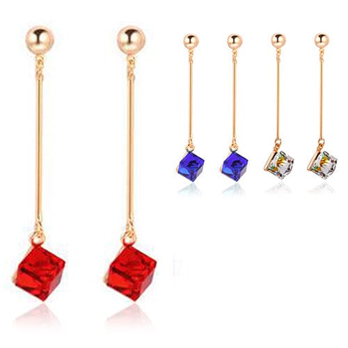Lovely Fashion Square Color Crystal Dangle EarringsEarrings