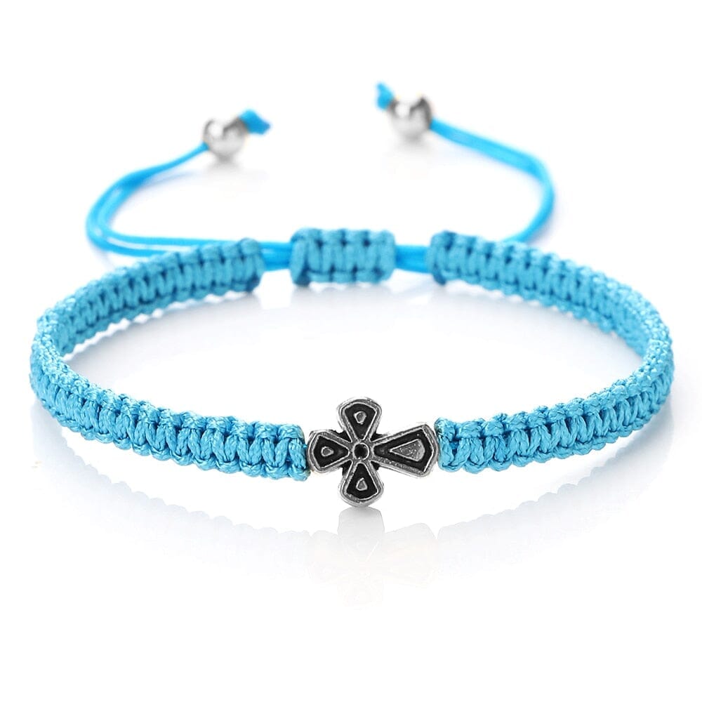 WWJD Cross Adjustable Handmade Knots BraceletBraceletblue rope