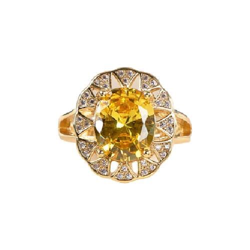 Luxury Oval Citrine Gemstone Ring - 925 Sterling SilverRing