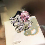 New Fashion Pink Sapphire Bow Adjustable RingRing