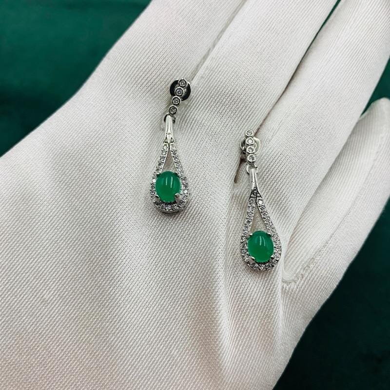 Emerald Crystal Drop Earrings - 925 Sterling SilverEarrings