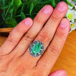 Silver Plated Oval Malachite RingRing