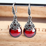 Lovely Retro Ruby Earrings - 925 Sterling SilverEarrings