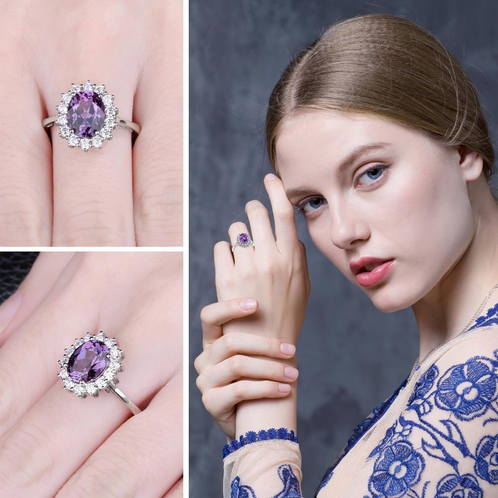 Flower Alexandrite Ring - 925 Sterling SilverRing