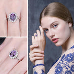 Flower Alexandrite Ring - 925 Sterling SilverRing