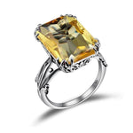 Boho Vintage Citrine Crown Ring 925 Sterling SilverRing5