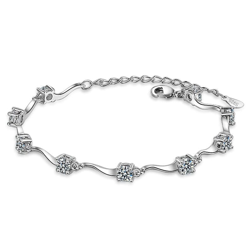 Genuine Round Diamond Bracelet - 925 Sterling SilverBracelet17cm