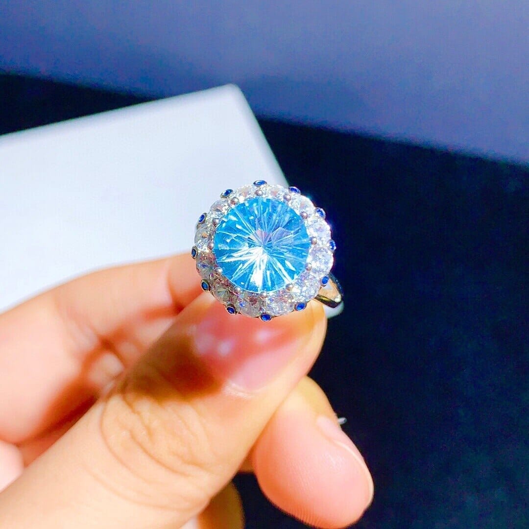 5 Carat Natural Sky Blue CZ Topaz RingRing