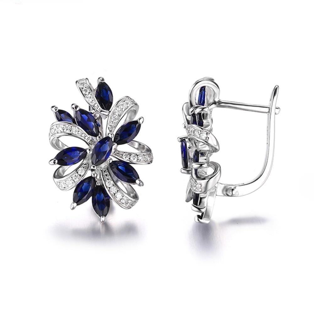 Stylish Authentic Sapphire Earrings- 925 Sterling SilverEarrings