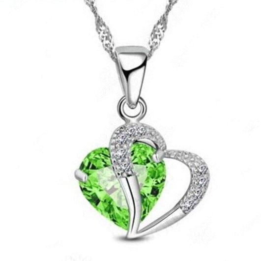 Elegant Ruby Love Pendant Necklace - 925 Sterling SilverNecklaceGreen