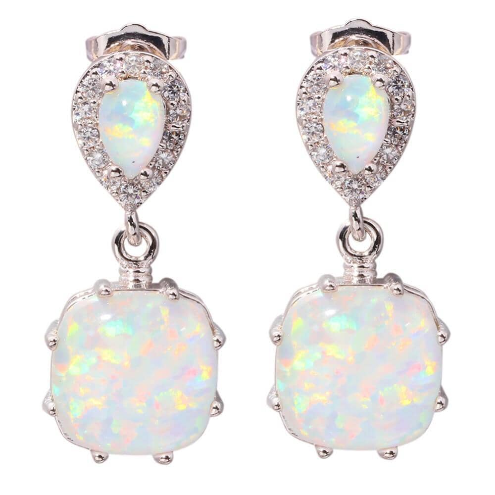 White Fire Opal EarringsEarrings