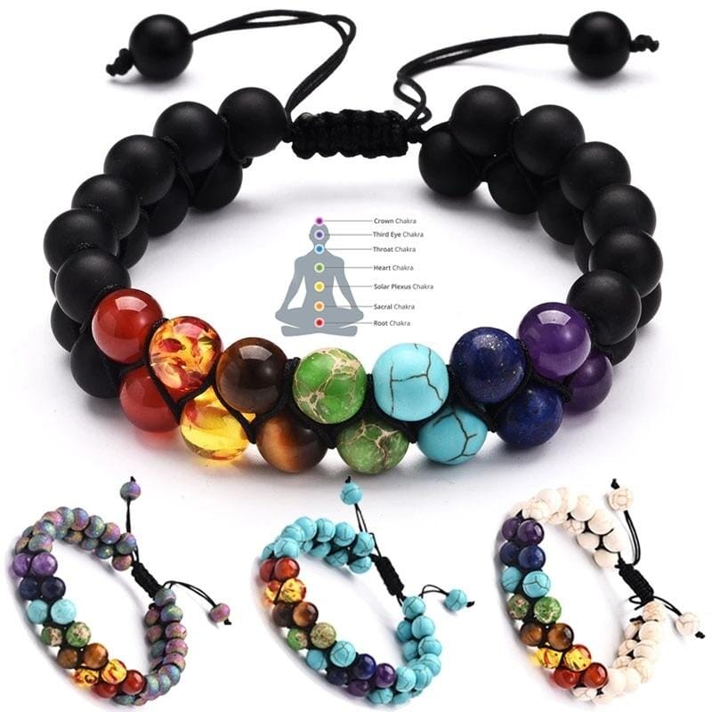 7 Chakra Beads Lava Rock Charm BraceletBracelet