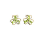 Dainty Flower Peridot Silver Stud EarringsEarrings