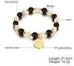 8mm Stainless Steel WWJD Saint Mary's Black Beads BraceletBracelet
