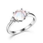 Natural Moonstone Zircon Rose Gold RingRing5925 Sterling Silver