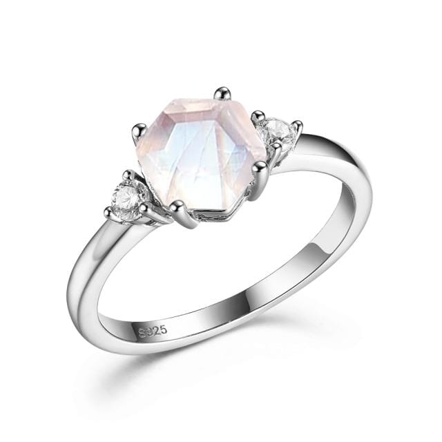 Natural Moonstone Zircon Rose Gold RingRing5925 Sterling Silver