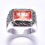 Morganite Antique Square 925 Sterling Silver Ring for MenRing