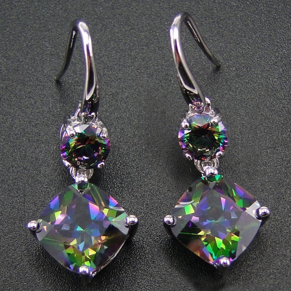 Rainbow Mystic Topaz Drop Earrings - 925 Sterling SilverEarrings