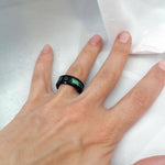8MM Men Black Tungsten Opal Carbide RingRing