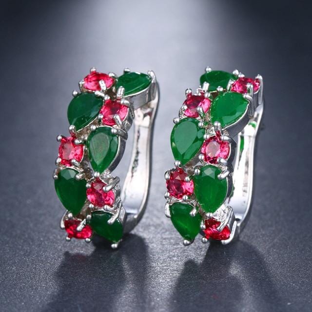 Multi Rose Gold Color EarringsEarringsWhite Gold Red And Green