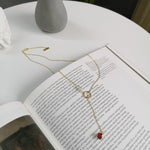 Trend Choker Charms Ruby Necklace - 925 Sterling SilverNecklace