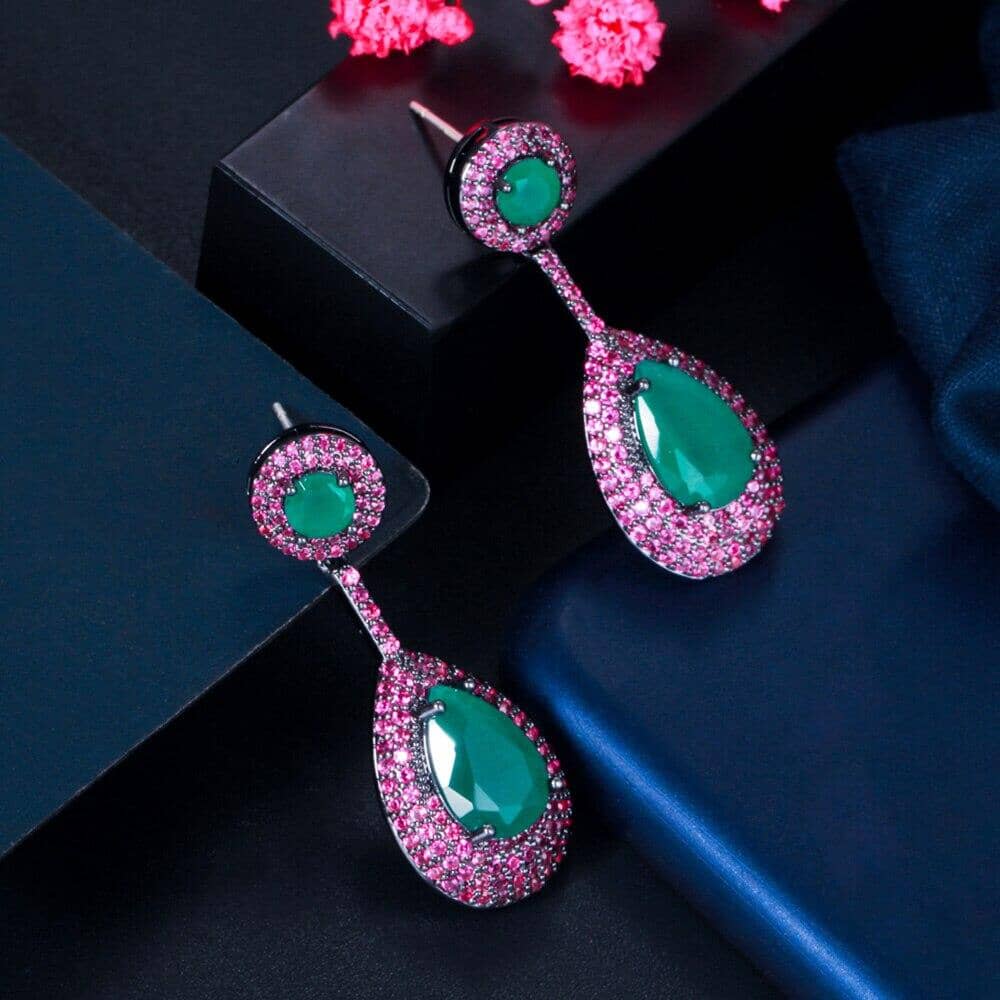 Brazilian Emerald Pink Topaz Drop Earrings - 925 Sterling SilverEarrings