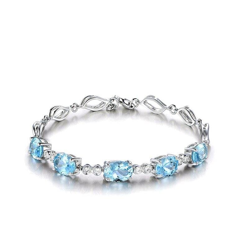 Sterling Silver Blue Topaz Charm BraceletBracelet