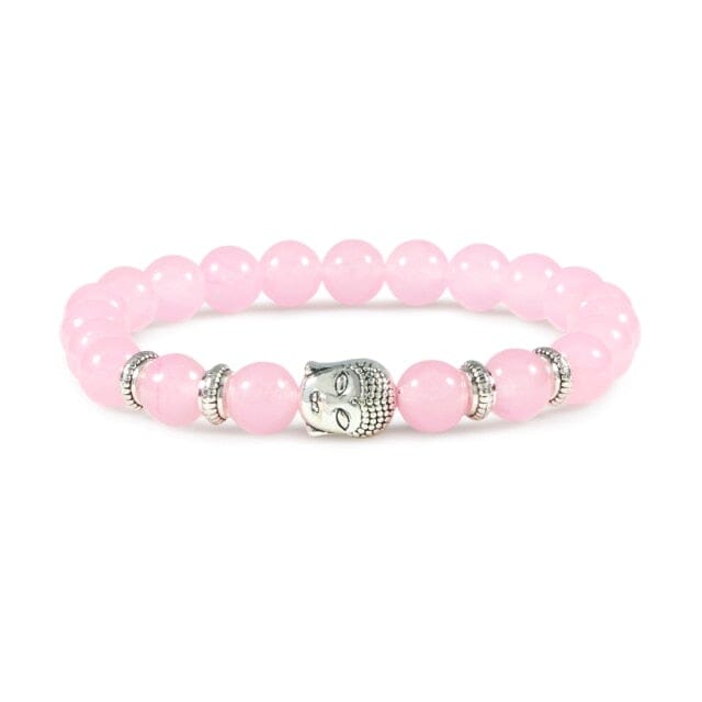 Men Buddha Natural Stone Bead BraceletsBraceletPink Crystal