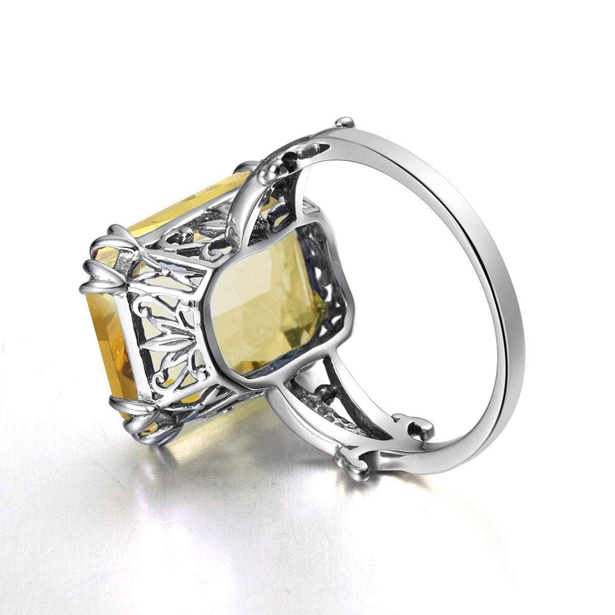 Boho Vintage Citrine Crown Ring 925 Sterling SilverRing