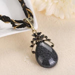 Retro Ethnic Style Alloy Rhinestone Link Chain Choker Bib Stress Reliever NecklaceNecklaceBlack