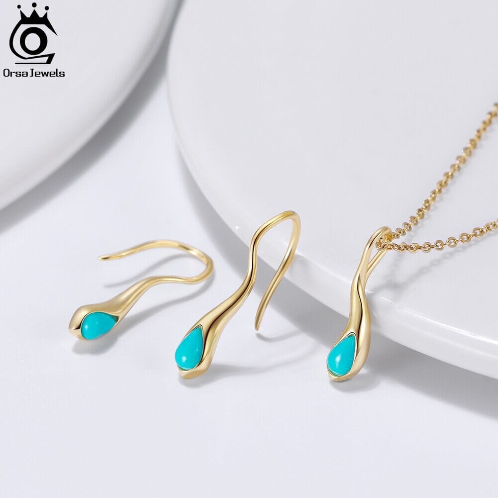 Natural Turquoise Handmade Gemstone Dangle Earrings - 925 Sterling SilverEarrings