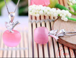 Pink/White Moonstone Apple Necklace - 925 Sterling SilverNecklace