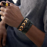 4Pcs/Set Braided Wrap Leather Bracelets for MenBraceletSet 21