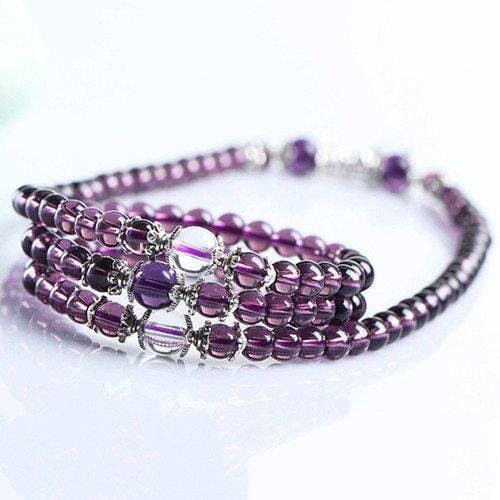 Amethyst Buddhist Bracelet/Necklace - 108 Prayer BeadsBracelet