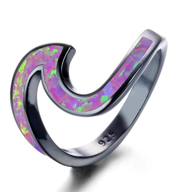 Wave Shaped Fire Opal RingRing7Purple