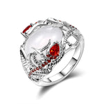 Stylish Feather Bezel Moonstone RingRing6