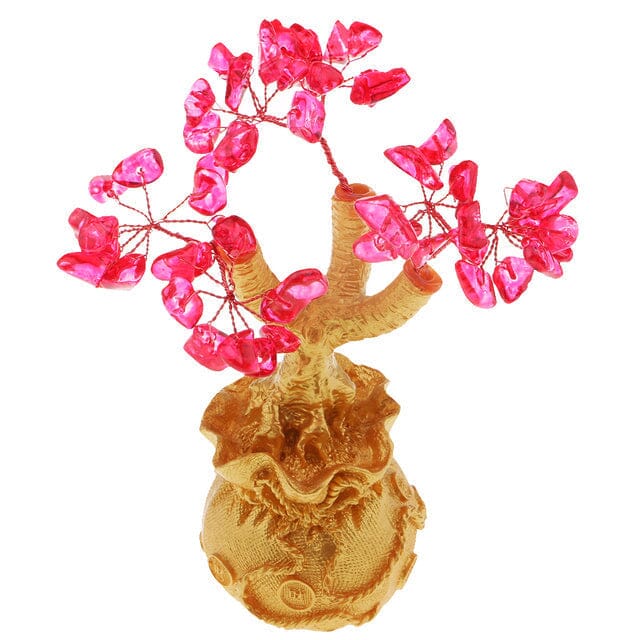 Citrine Bonsai Money Lucky TreeHome DecorRed