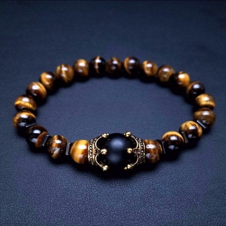 Luxury Crown Natural Tiger Eye Stone Bead BraceletsBracelet