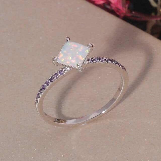 White Fire Opal Amethyst Lovely Ringring