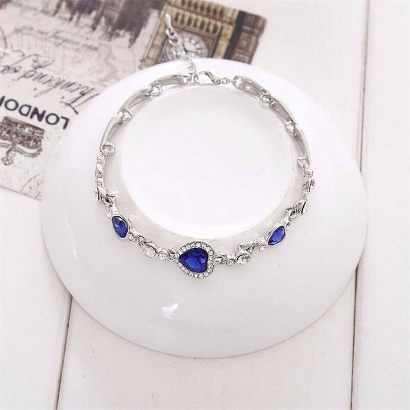Sapphire Crystal Heart Charm BraceletBracelet