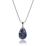 Black Obsidian Blue Sand Stone Labradorite Water Drop Pendulum Healing Chakra Reiki NecklaceNecklaceBlue point