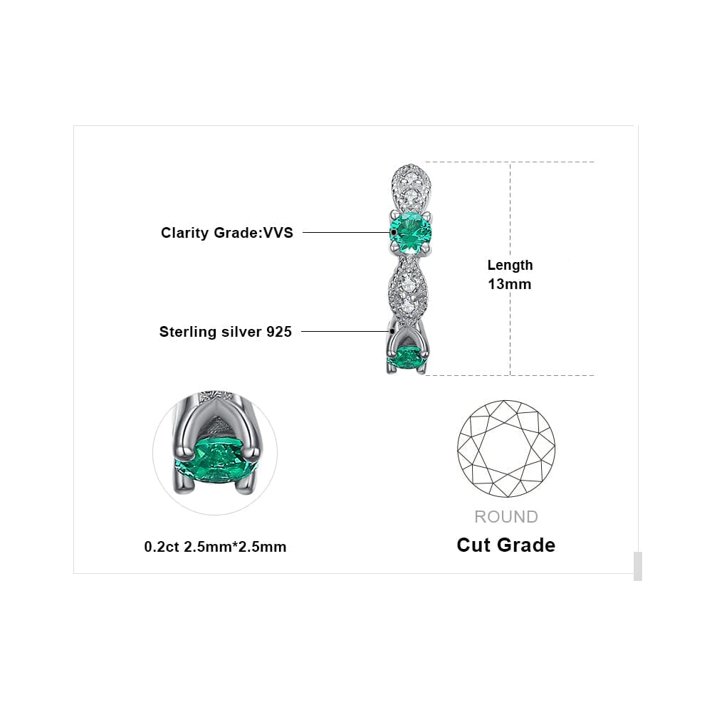 3 Stone Emerald Earrings - 925 Sterling SilverEarrings
