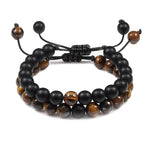 2pcs/set Black Onyx and Tiger Eye Couple BraceletsBraceletStyle 1