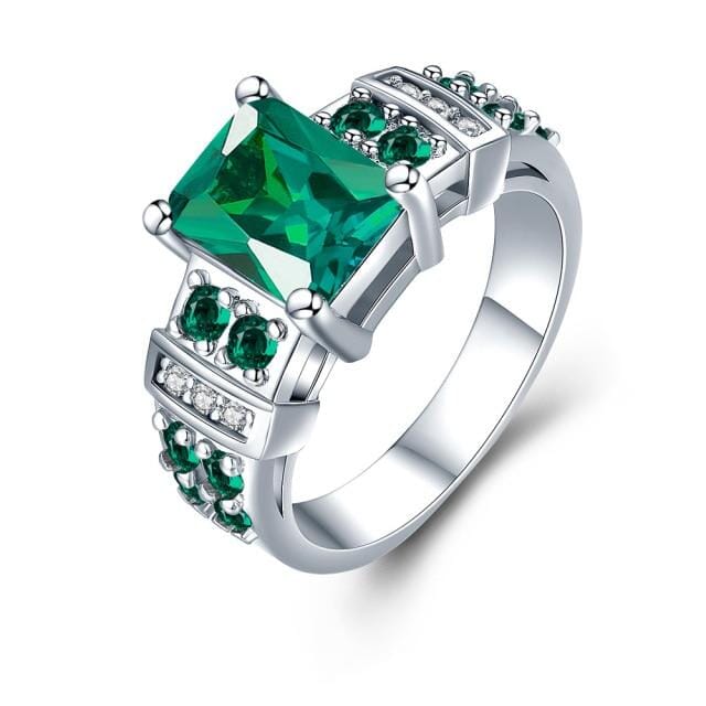 Deep Green Tourmaline Silver Plated RingRing6