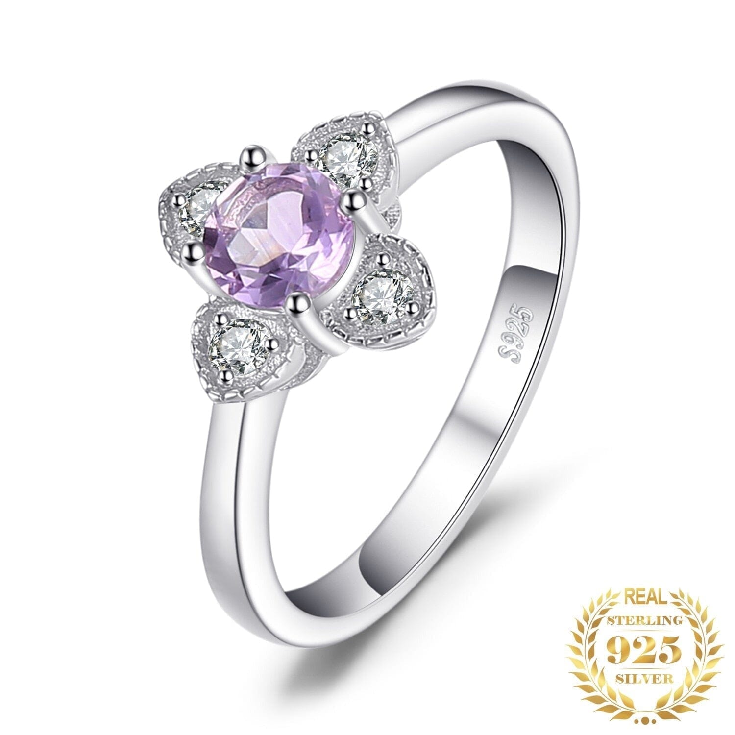 Flower Natural Amethyst 925 Sterling Silver RingRing6