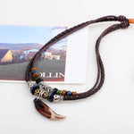 Vintage Tribal Bohemian Wolf Tooth Pendant NecklaceNecklace